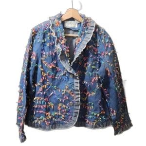 Designs Options By Philip & Jane Gordon W/Tags Size Medium Ribboned Denim Jacket